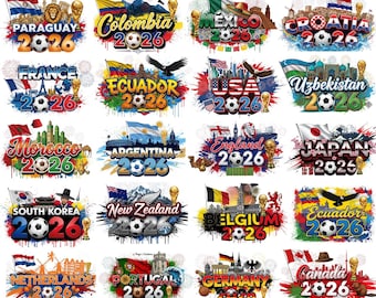 World Cup 2026 Teams PNG Bundle, Football Nations Teams, Teams Countries PNG, International Soccer Country, USA, Canada, Mexico, for Cricut