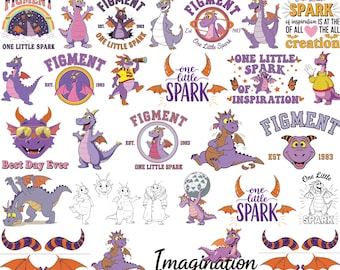 Epcot Figment inspired SVG bundle, One Little Spark, Figment Png, Journey to Imagination, Figment Sublimation, Digital Download, For Cricut