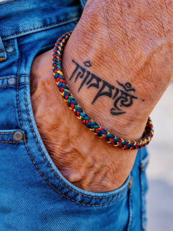Handwoven Tibetan Bracelet Dragon-Pattern Design Bracelet Men's Spiritual Healing and Fortune Jewelry