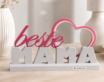 Best Mom, 3D print file, download, 3MF STL, lettering with heart & base, gift for mom, Mother's Day