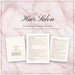 Hair Salon AI Copy Kit, 30 Marketing Prompts, Email Templates and Message Scripts