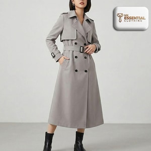 Women Mid Length Trench Coat Lightweight Layering Stylish Jacket