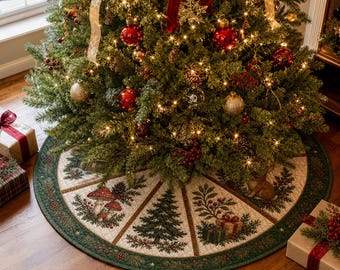 Julgranskjol i lantlig stil, quiltad julgranskjol i stuga