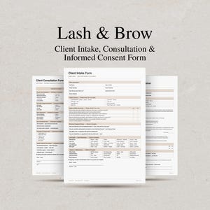 Lash & Brow Forms Bundle, Client Intake and Consultation Form, Informed Consent Liability Waiver, Minor Youth Consent, Lash Brow Tech PDF