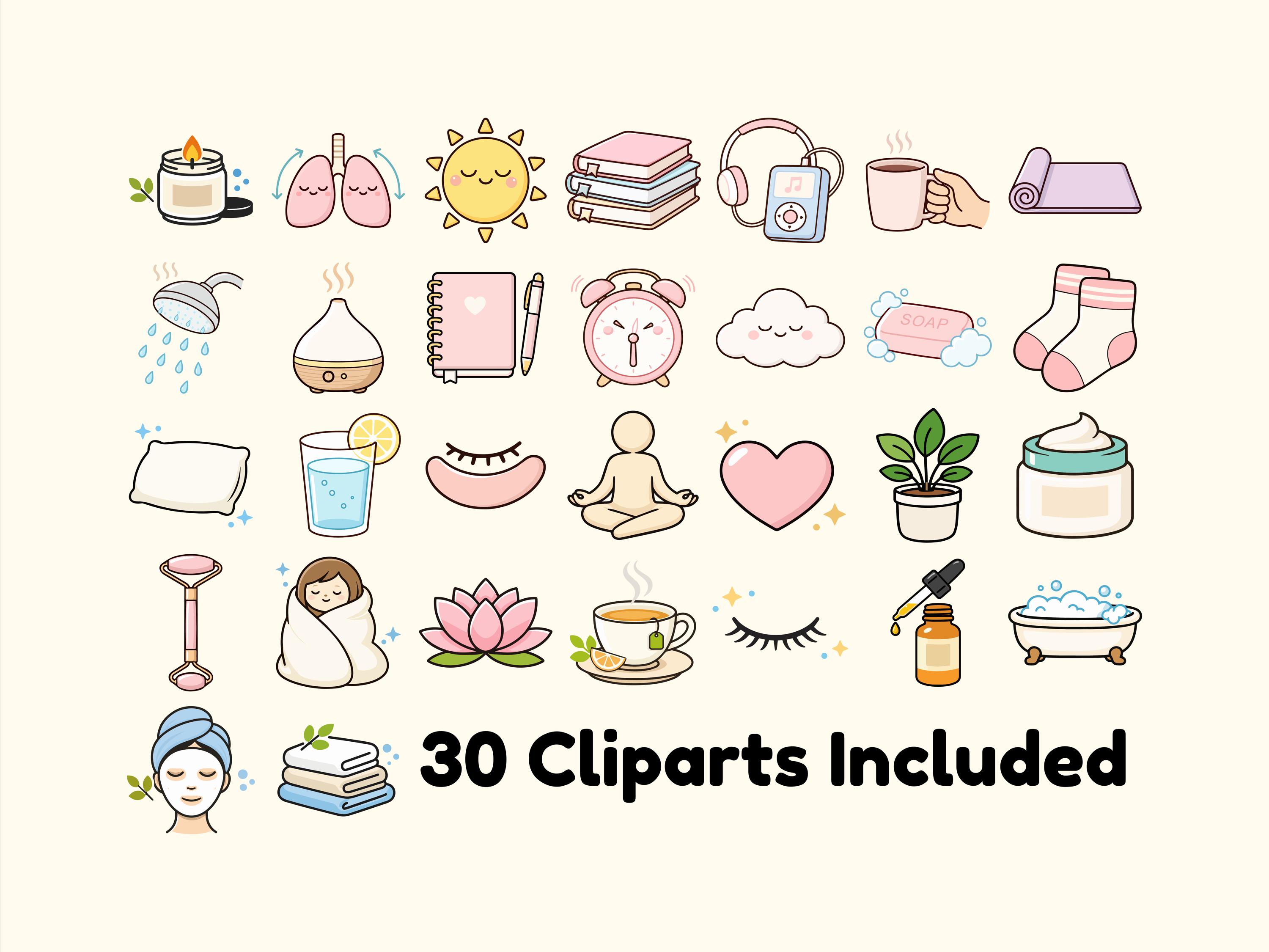 Self Care Clipart Bundle PNG | Wellness & Mental Health Graphic ...