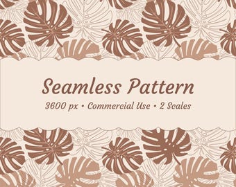 Monstera Blätter Muster (Digitaler Download) - Boho Neutral Tropisches Design