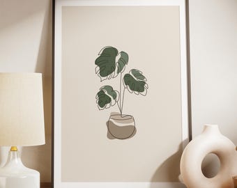 Botanische Wand Kunst zum ausdrucken, Monstera Deliciosa Boho Poster Digital Download