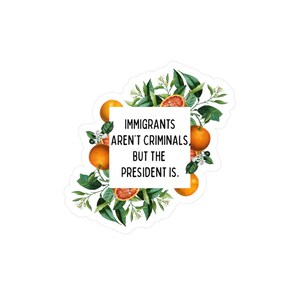 Immigrants Aren't Criminals but the President Is! Anti Ice Anti Maga Trump Immigration Protest No Kings Protest Stickers for Activists