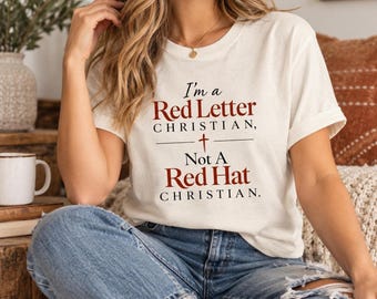 Red Letter Christian Shirt, Faith Over Politics Graphic Tee | Unisex Cotton