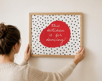 Kitchen Printable: This Kitchen Is for Dancing Retro Art in Red and Black