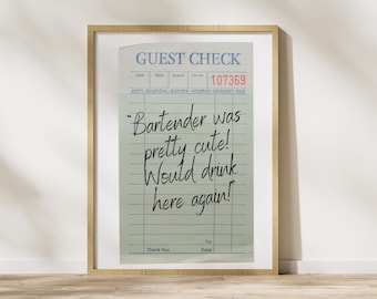 Bartender Was Cute, Bar Cart Sign, Humorous Printable Decor with Witty Quote