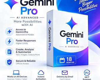 Accesso a Gemini Pro AI (18 mesi) / Strumenti di intelligenza artificiale di Google, 5 TB di spazio di archiviazione (digitale)