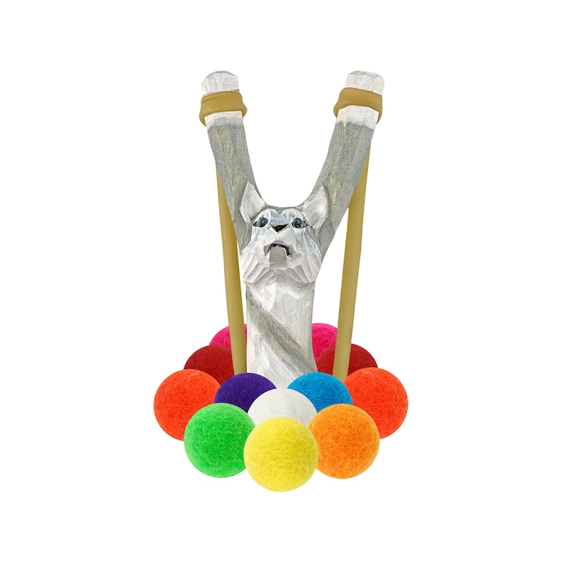 Wooden Wolf Slingshot Felt Ball Ammo image 1