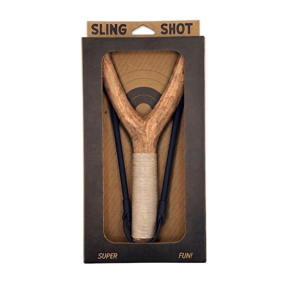 Walnut Finish, Hemp Grip Handmade Wooden Tree Branch Slingshot