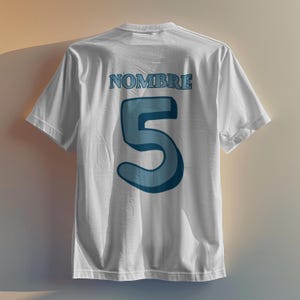 Dorsal Fútbol Personalizado - Transferencia textil - Nombre y Número para Planchar - 5, 6 y 7 años -Transfer DTF para Camisetas- Parche ropa