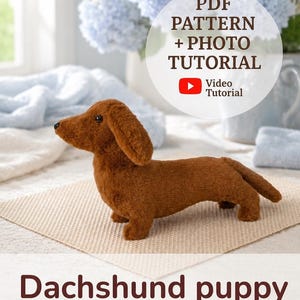 Taxvalp sömnadsmönster PDF plyschleksak 27 cm + YouTube-video handledning