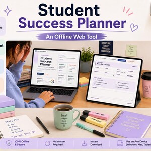 Assignment Tracker | Student Success Planner Web Tool & PDF Bundle | Academic Planner | Study Schedule | College Student Dashboard