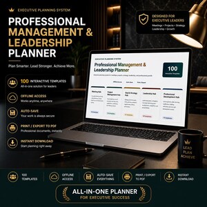Project Management Planner Web App | Team Project Tracker | Task Management Dashboard | Gantt Chart | Professional Planner PDF