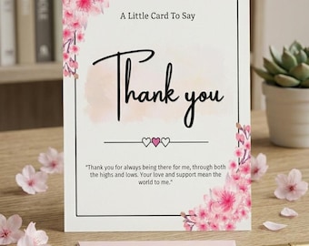 Bearbeitbare florale Dankeskarte - Kirschblüte Dankbarkeit (Digitaler Download)