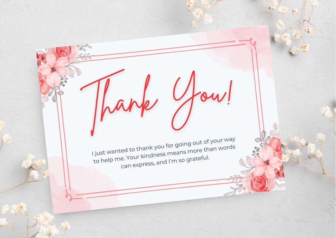 Editable Thank You Card - Elegant Floral Design, (digital Download) - Etsy