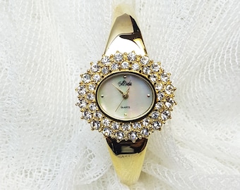 Bob Mackie Swarovski Crystal Quarts Watch Bracelet #3365