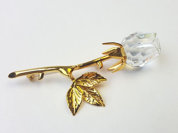 Crystal Rose Pin Brooch - image 3