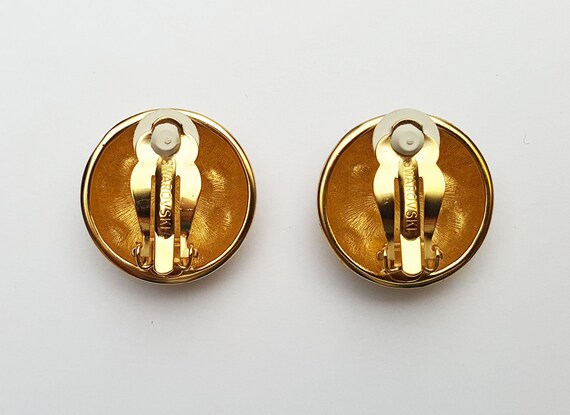 Signed Swarovski Gold tone Clip Earrings #8145.69 - image 4