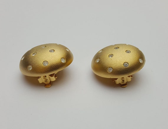 Signed Swarovski Gold tone Clip Earrings #8145.69 - image 2