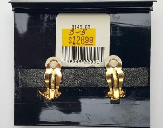 Signed Swarovski Gold tone Clip Earrings #8145.69 - image 6