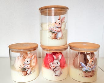 Handmade scented candle, Easter collection, tulips & flowers, soy wax, gift for kindergarten teachers