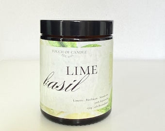 Basil Lime | Handmade scented candle made from soy wax | 150g