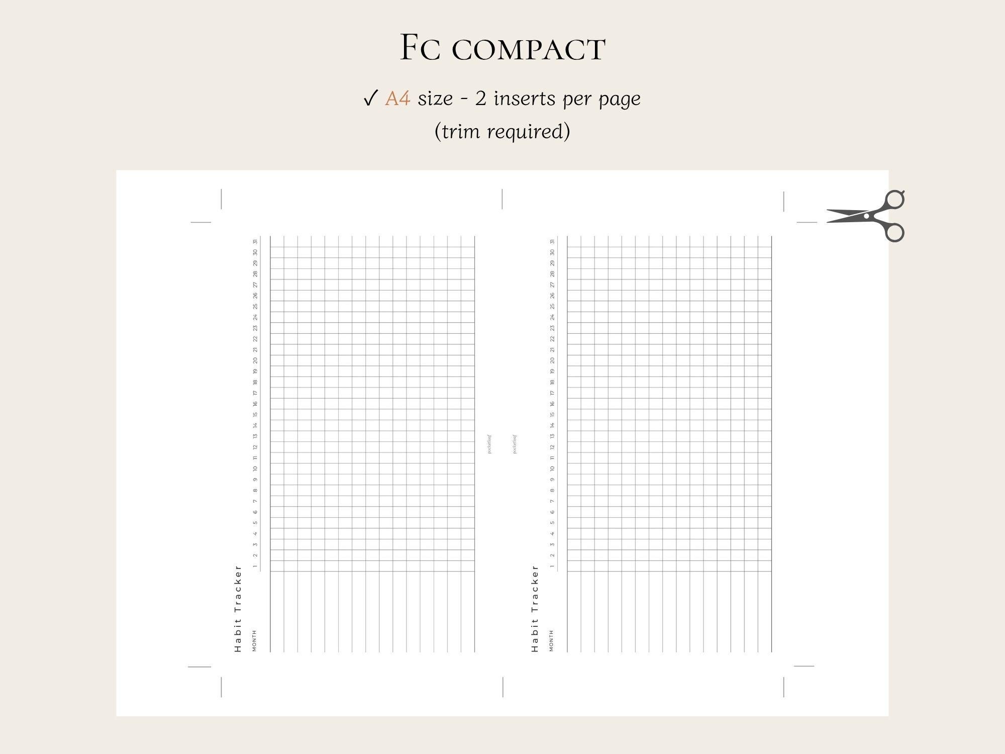 FC Compact Habit Tracker Printable | Minimal Planner Insert | Undated ...