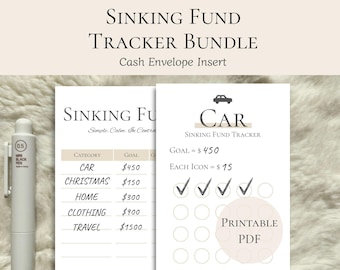 Sink Fund Tracker Bündel | Bargeld Füllung Printable | 15 Kategorien | 3x6 A6 Ordner Einlage
