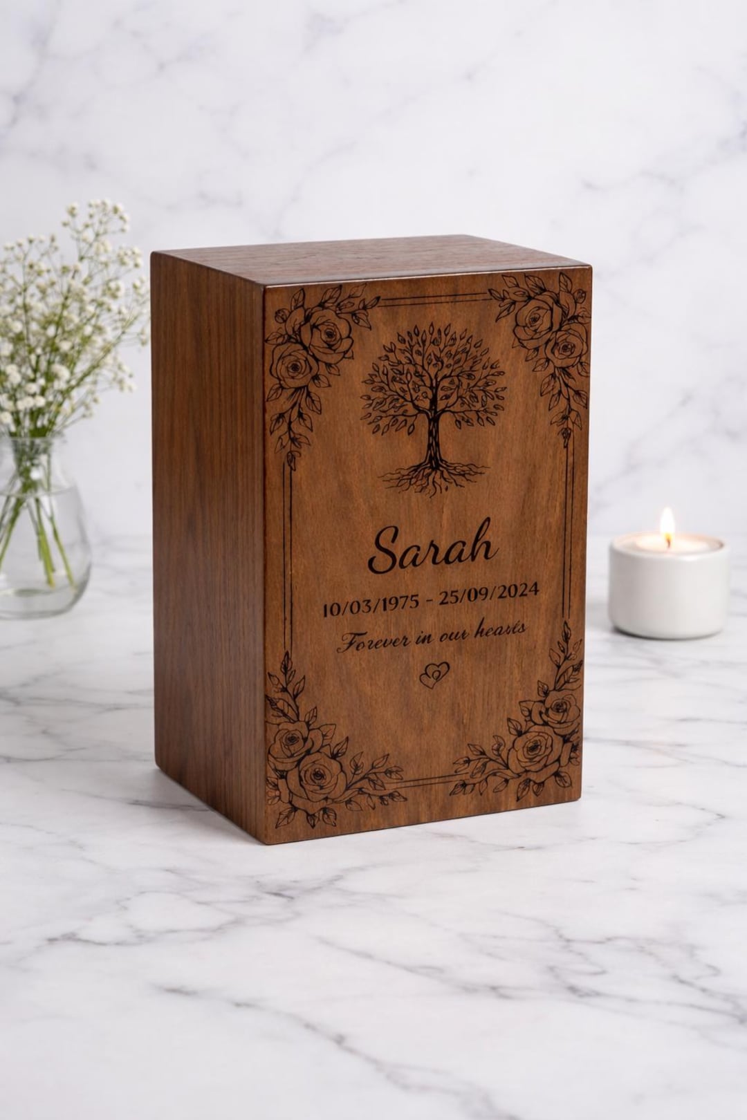 Wooden Cremation Urn Box for Ashes | Memorial Keepsake | Handcrafted ...