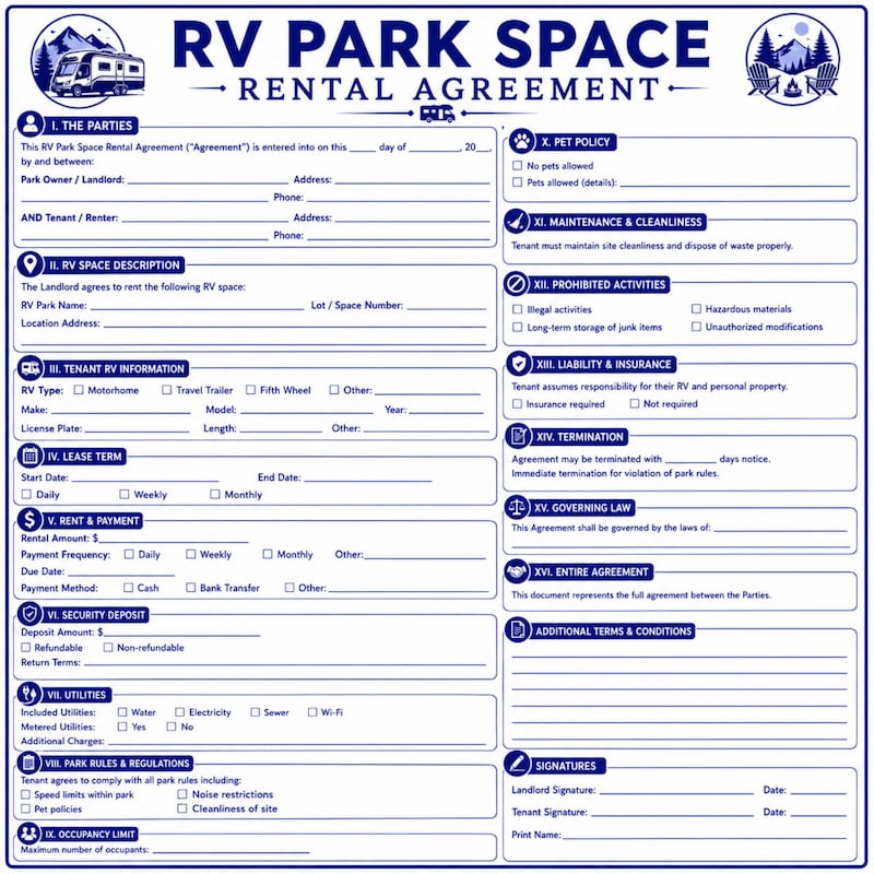 Rv Park Lease Agreement - Etsy