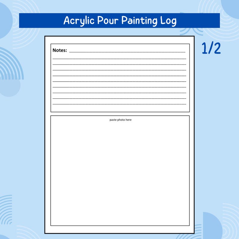 Acrylic Pour Painting Log Printable PDF | Fluid Art Project Tracker | Paint Pouring Record Book ...