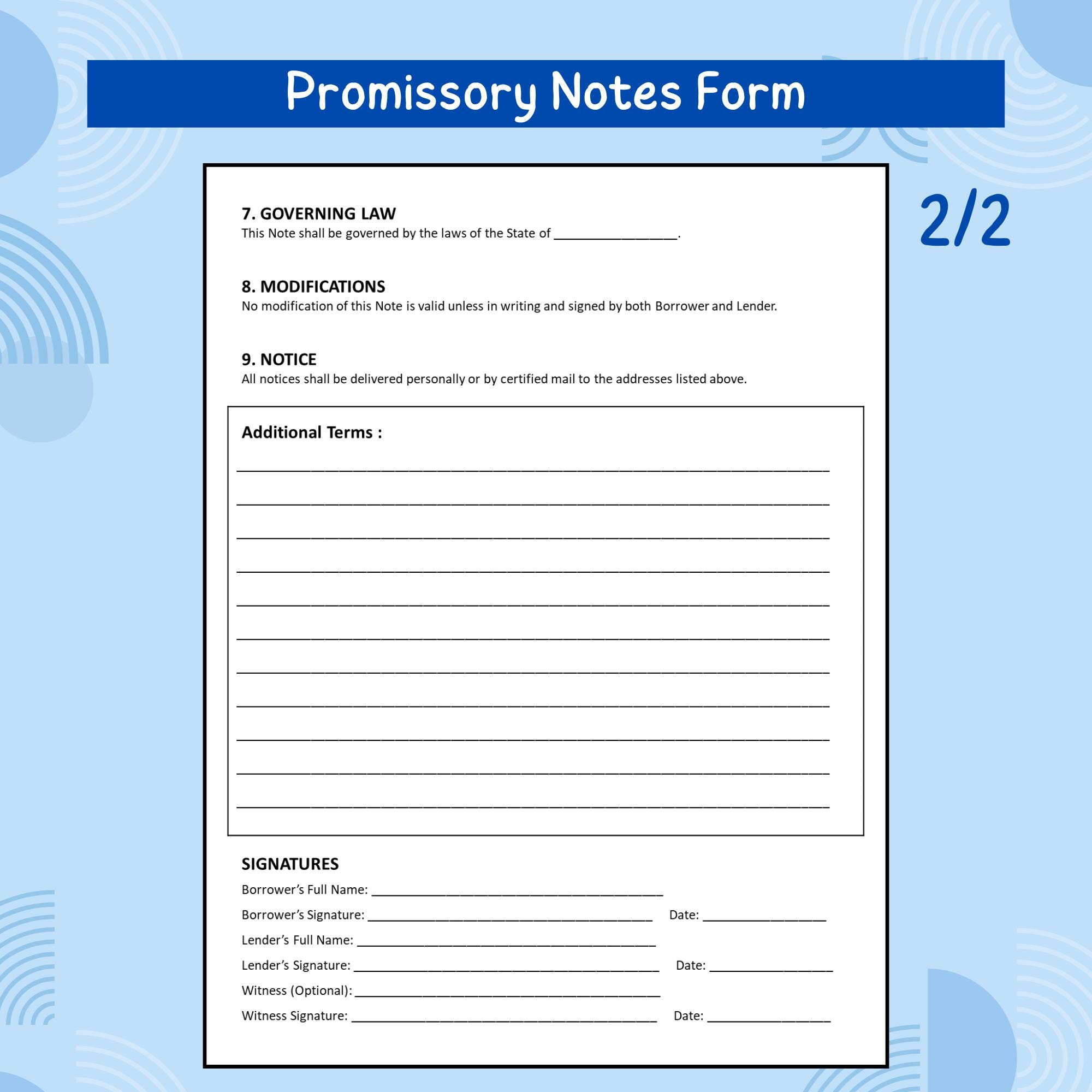 Printable Note Payable Form.pdf Promissory Note Template Printable PDF | Note Payable Loan Agreement ...