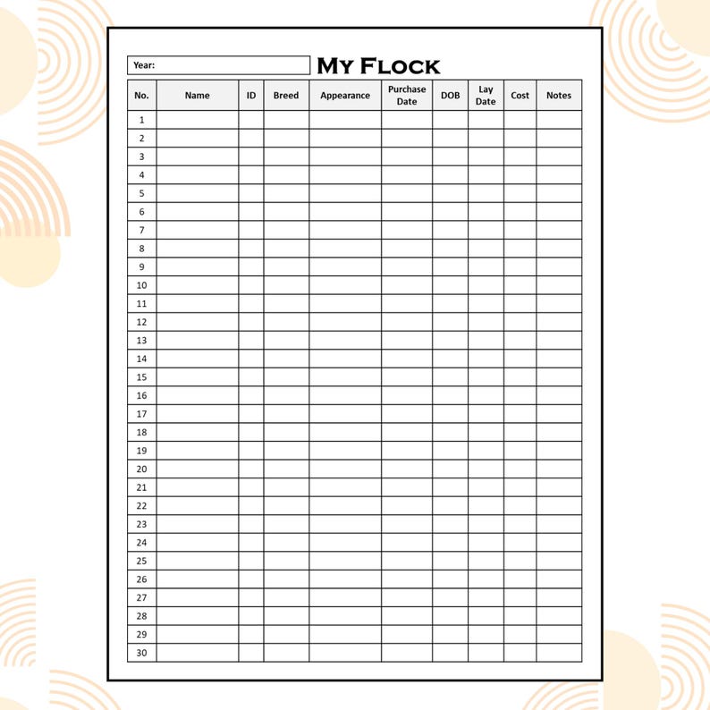 Quail Record Keeping Book Printable PDF | Flock Tracker + Egg ...