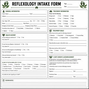 Reflexology Client Intake & Consent Form Printable PDF | Holistic Wellness Intake Sheet | Reflexology Session Notes | Instant Download
