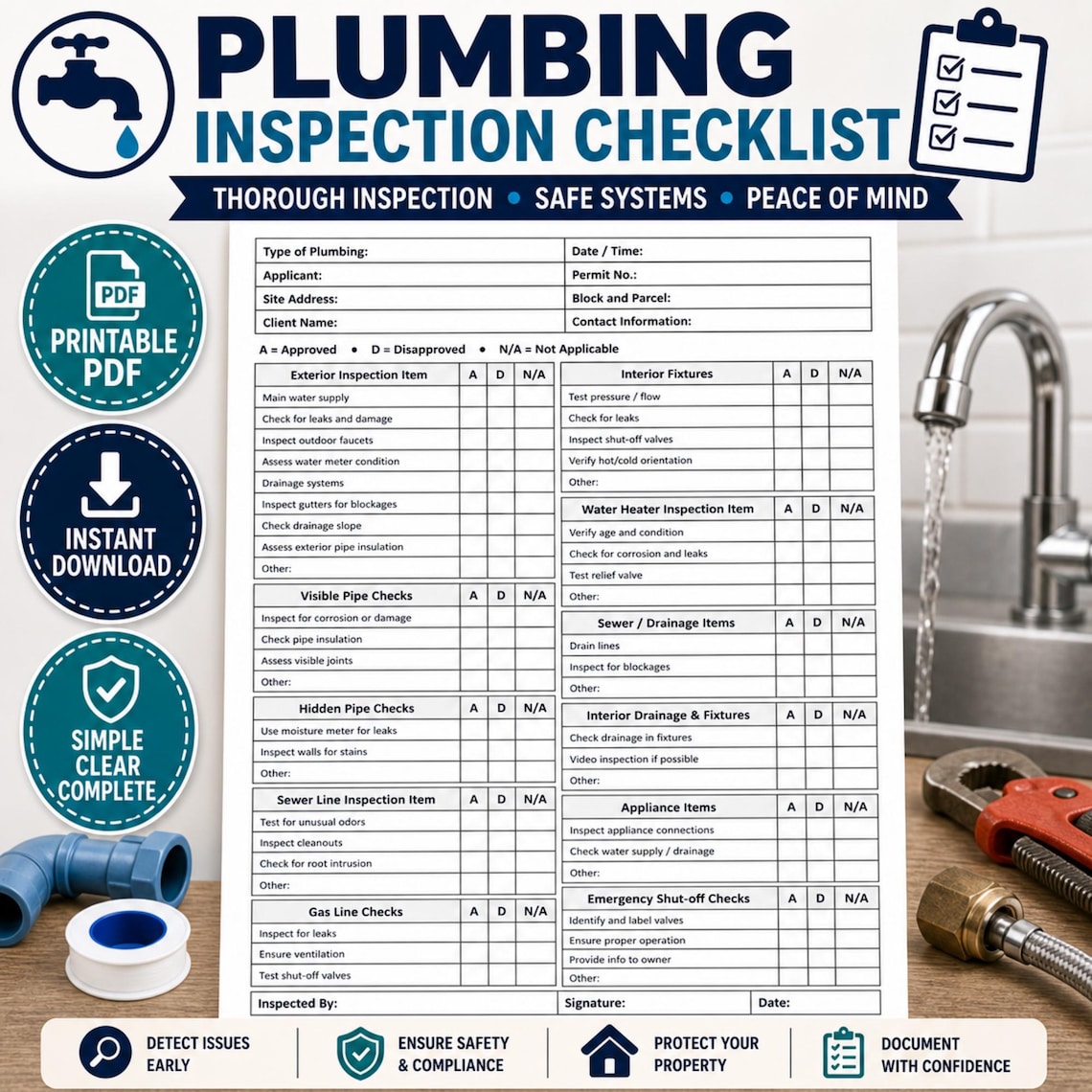 Pipe Rack Checklist Plumbing Inspection Checklist Printable PDF | Pipe & Fixture Inspection ...