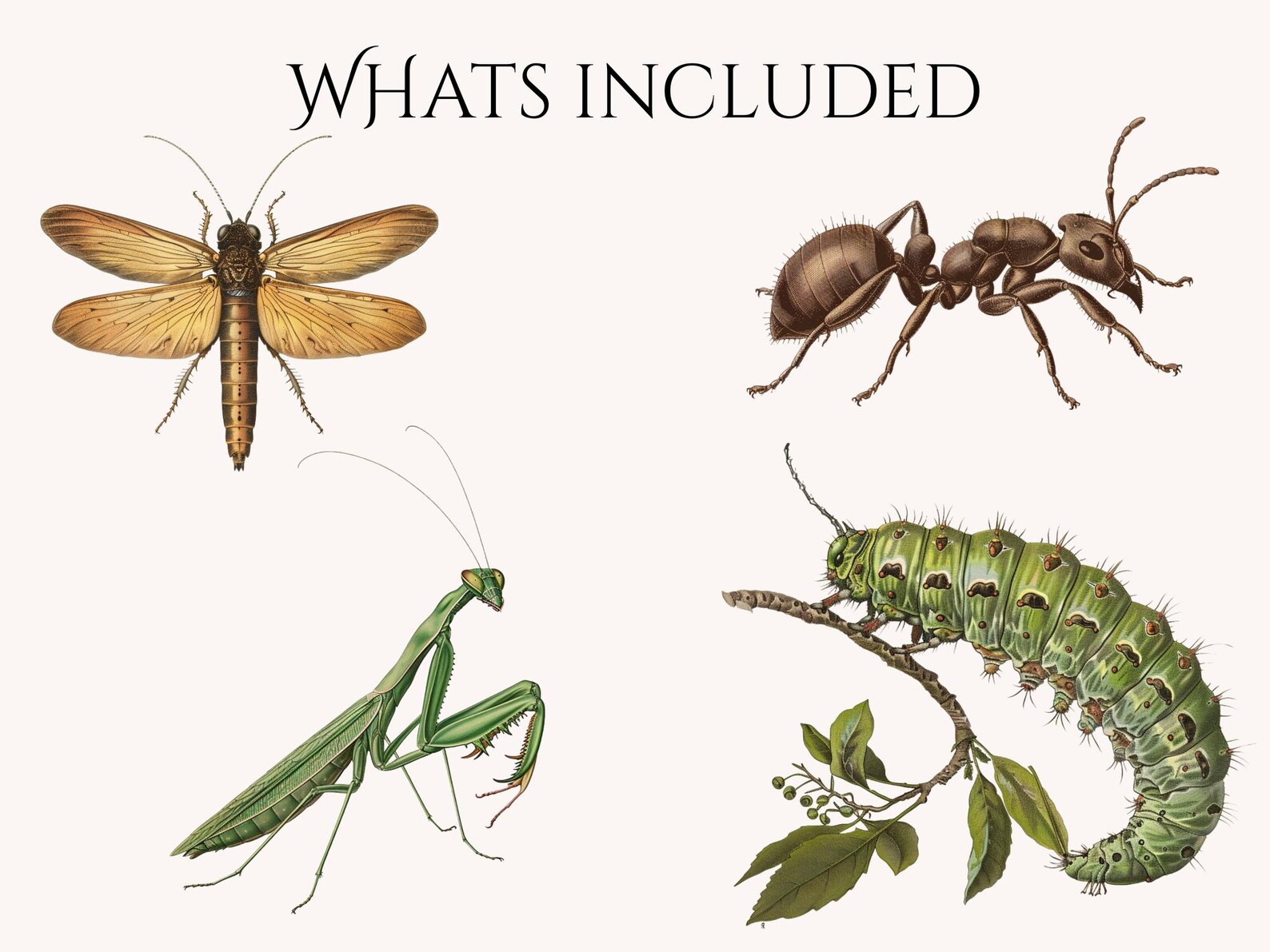 Vintage Insect Clipart Bundle PNG - Antique Natural History Bugs ...