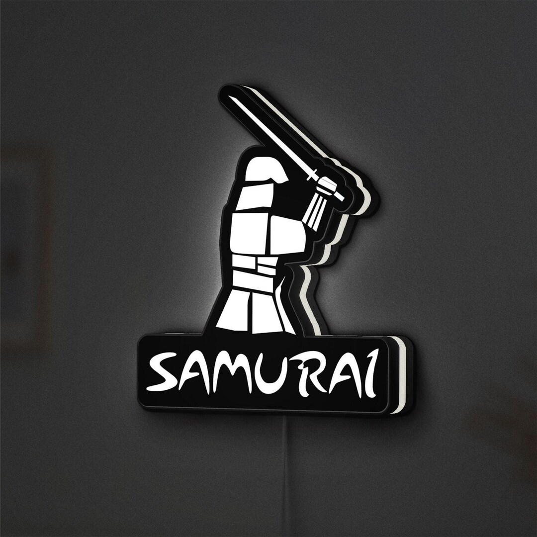 Led Design Samurai Samurai LED Light Box, Japanese Wall Art for Men, Anime Manga Fan Gift ...