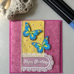 Carte de joyeux anniversaire papillon, jolie carte faite main pour maman, soeur, grand-mère, grand-mère, tante, meilleure amie, cousine, collègue de bureau