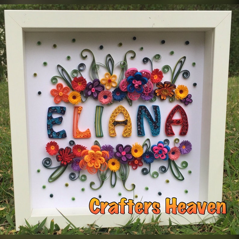 Paper Quilling Floral Name Frame Birthday Gift Valentines Etsy
