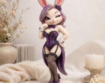 Nadelgefilzte Nadel gefilzte Häschen Showgirl Kunstpuppe: Ein spielerisches Urlaubsgeschenk für Sie und Ihn