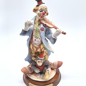 The Leonardo Collection "Circus Clown" Figurine with Monkey and Violin 1990s