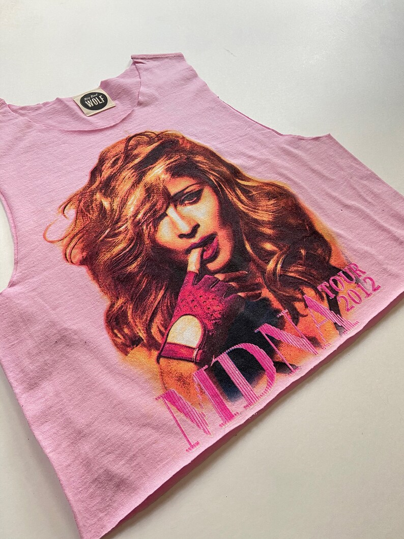 Baby Pink MADONNA 2012 Tour Crop Top Sleeveless Crop Top with Raw Edges