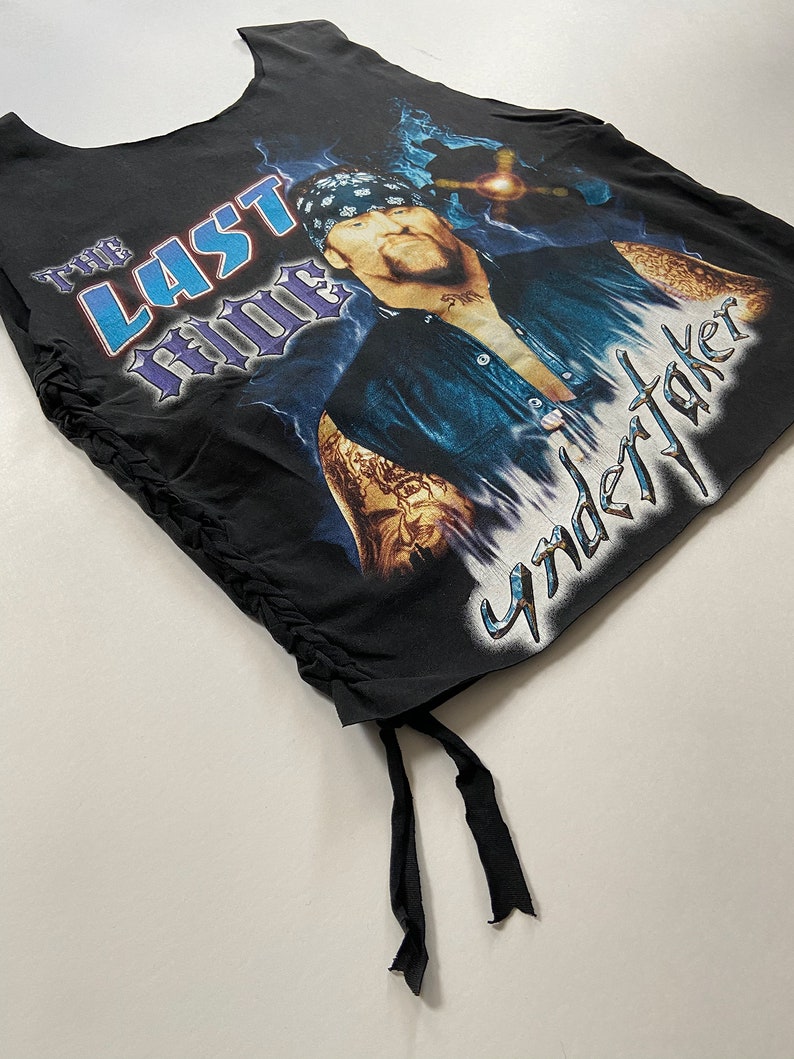 Black WWE Undertaker The Last Ride Crop Sleeveless Crop Top with Laced Side