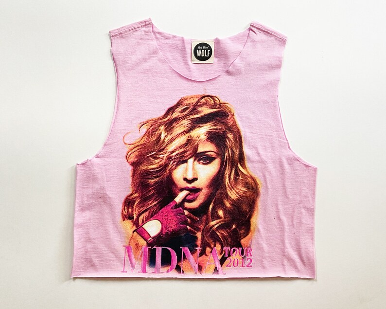 Baby Pink MADONNA 2012 Tour Crop Top Sleeveless Crop Top with Raw Edges