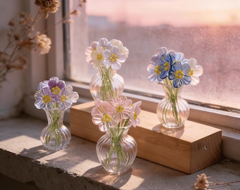 Handmade Glass Flowers Forget Me Not, Thinking of You Gift, Long Distance Friendship, Best Friend Birthday Gift, Miniature Floral Decort